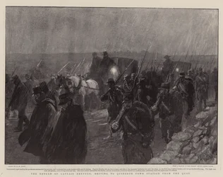 De terugkeer van kapitein Dreyfus, rijdend naar Quiberon Town Station vanaf de kade